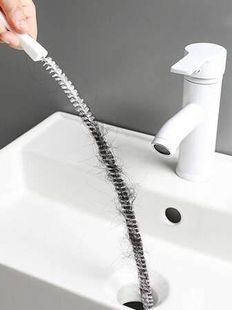 1 pieza Cepillo de limpieza de alcantarillado, limpiador de alcantarillado y fregadero de baño, destapador de alcantarillado, limpiador flexible, herramienta de eliminación de obstrucciones, eliminador de obstrucciones de cabello de ducha y bañera, atrae eficazmente el cabello y limpia las tuberías, producto de limpieza esencial para hogares de cocina y baño