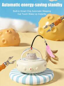 New Intelligent Moving Cat Toy, Household Cat Toy, Slouchy Person Cat Wand Toy With Feather, Self-Entertainment Cat Toy. Cat Toy To Stimulate Chasing Fun, Made Of Durable Material, Automatically Turns 360° When Encountering Obstacles, Essential Cat Supplies - Multicolor - View 12