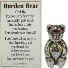 Burden Bear Zinc Pocket Charm W_Story Card By Ganz - White - View 1