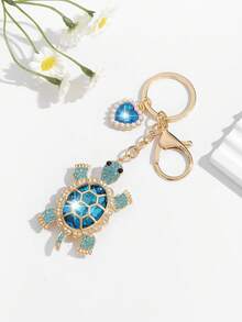 1 pieza Llavero con colgante con forma de tortuga lleno de brillantes, de estilo europeo y americano, lujoso y adorable. Adecuado para decoración y regalo de uso diario para mujeres - Multicolor - Ver 14