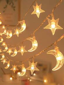 1 件 10/20/30/40 灯 1.5/3/4.5/6 米星星和月亮灯串，童话灯适用于房间装饰、生日派对、婚礼、礼物、所有季节 - 黃色 - 查看 9