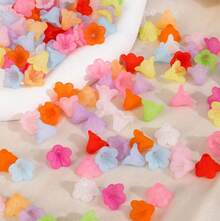 50pcs 10*14mm Transparent Frosted Acrylic Beads Morning Glory Shape Bead Caps Loose Spacer Beads For DIY Jewelry Making Necklace Bracelet - màu xanh lá - Xem 1