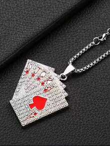 1pc Personalized Playing Card Versatile Necklace, Black Playing Card Necklace, Unique Interesting Necklace, Holiday Gift Necklace, Couples Necklace, Suitable For Parties, Daily Wear And Party Themes