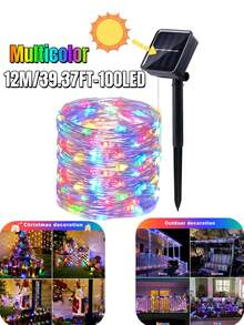 Zewnętrzne lampki solarne, 50/100/150/200/300 LED z miedzianym drutem | Lampki ogrodowe, 8 trybów, gwiaździste światła, wodoodporne, IP65, dekoracyjne lampki świąteczne w kształcie wróżek, na zewnątrz, wesele, do domu, na wesele, do ogrodu, na trawnik, na imprezę, na Halloween (ciepła biel/biel/kolorowe/czerwone/niebieskie/różowe)