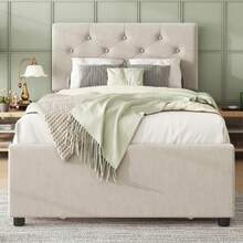 Polsterbett, 90x200cm, Bett mit Lattenrost (ohne Matratze), Bett mit Rollcontainer, Samt, Minimalistisch, Rosa - Beige + Velluto + 90cm*200cm - Visualizzare 4