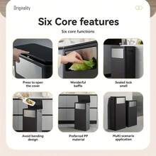 Bote de Basura Plástico 32L – Modelo Delgado, con Tapa y Abertura Lateral – Ideal para Paredes o Esquinas Tacho de Cocina Fibro 32 Litros – Con Tapa Superior y Acceso Lateral – Perfecto para Mantener el Orden - Gris - Ver 8