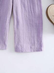 3pcs Girls Casual Straight Leg Cotton Pants, Elastic Waist, Suitable For Spring, Summer, Autumn - Multicolor - View 3