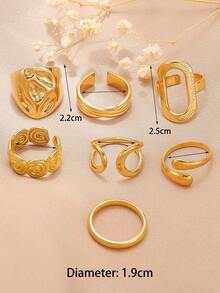 3 Stücke/Set modische geometrische Muster Ringe, Cut Out ovale & tropfenförmige stapelbare Ringe geeignet für den täglichen Gebrauch