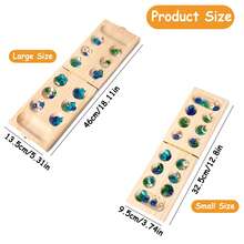 Mancala Board Game Set,Folding Wooden Board And MultiColored Glass Stones, Portable Travel Board Game Gemstone Chess,Wooden Puzzle Toy Ideal For Large Groups, Parties, Family Events