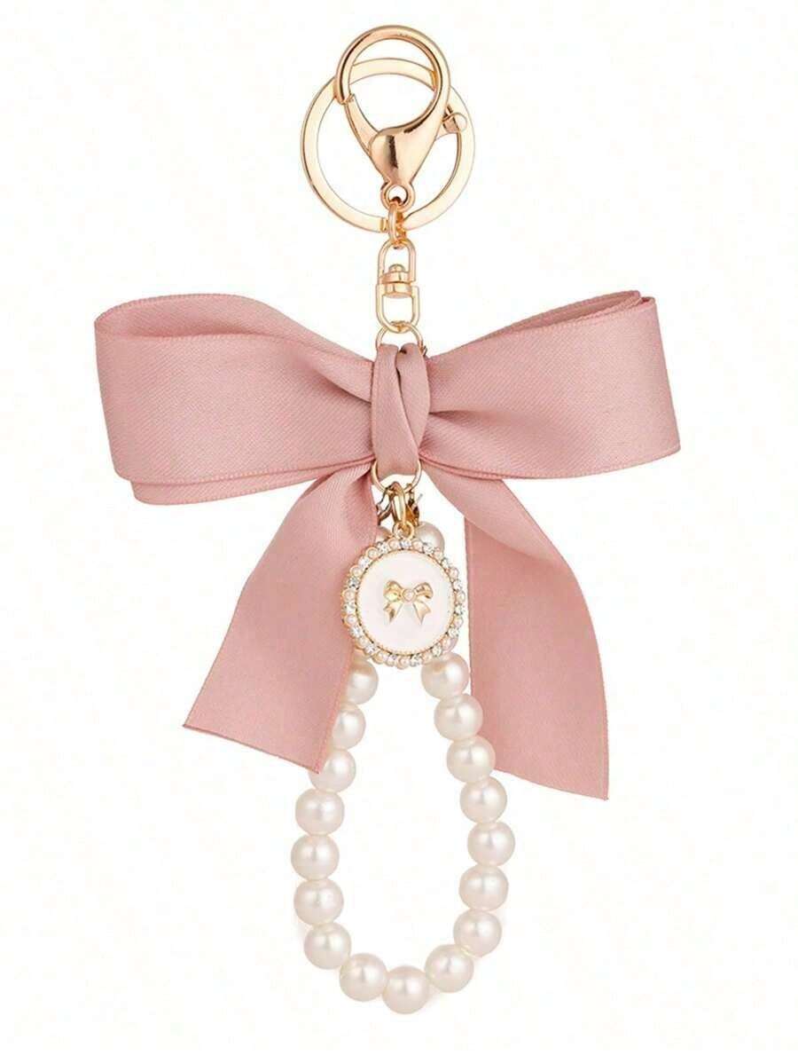 1pc Bow Knot Woven Keychain, Fashion Bag Charm & Car Key Chain Accessory For Women Y2J8 - 彩色 - 查看 1