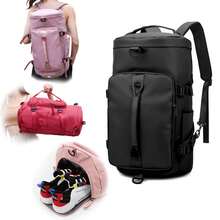 Bolsa deportiva y de fitness multiusos para mujer con compartimentos secos y húmedos, bolsa de entrenamiento de natación, bolsa de equipaje de viaje, bolso de mano, mochila para hombre, bolsa de yoga, bolsa de almacenamiento de ropa, gran capacidad, compartimento independiente para zapatos, color sólido, bolso casual simple y versátil, mochila de viaje, mochila deportiva - Negro - Ver 10