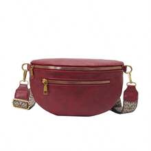 Women's Velvet Fanny Pack Chest Bag With Zipper, Wide Strap, Large Capacity Saddle Bag, Versatile Crossbody Bag