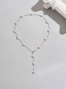 1 chiếc vòng cổ ngọc trai chữ Y thời trang tối giản, thích hợp để đeo hàng ngày - Ngọc trai 578 - Xem 5