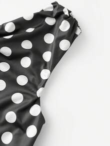 Womens Off The Shoulder Tops Stylish Dot Print Casual Slim Fit Sleeveless T-Shirt For Summer - màu đen - Xem 8