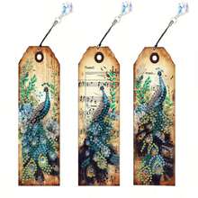 3pcs Diamond Painting Bookmarks With Peacock, Horse, Puppy, Fairy, Coffee Cup Patterns, Beverage Cup Patterns, Crystal Pendant Bookmarks, 5D Diamond Painting, Suitable For Beginners, Christmas Holiday Handmade Gift - Multicolor - View 15