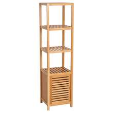 HOMCOM Bathroom Cabinet With 3 Open Bamboo Shelves, 36x33x140cm Natural Toilet Cabinet For Optimal Storage - 1 - 查看 1