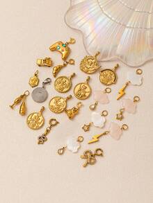 1pc Fashion Gold Animal Series Lion Elephant Whale Big Dog Sea Turtle Unicorn Exquisite Pendant, Electroplated 18K Gold, Waterproof And Sweatproof, Suitable For DIY Necklaces, Bracelets, Earrings, Keychains, Bag Chains, Shoe Buckle Accessories, Women's Jewelry Accessories, DIY Accessories - Gold - View 6