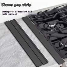 Stove Cover Seal Strip, Kitchen Counter Protector | Heat Resistant Silicone | Stop Spills, Crumbs & Puppy Messes | Home Kitchen Room Decor | Essential Kitchen Accessories | Win Your Puppy Keep Game-1DGHW1 - Black/21 Inches-(fireproof and Scald-proof) - View 2