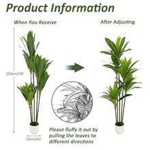 1Pc Brazilian Wood Silk Plant Artificial 4ft/5ft Faux House Plants Fake Yucca Palm Trees In Pot Realistic Dragon Tree For Living Room Home Office Decor Indoor - 彩色 - 查看 13