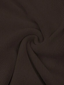 复古时尚金属纽扣前开纯色长袖圆领薄开衫，修身优雅简约休闲针织毛衣，适合女士，春秋冬 - 棕色 - 查看 7