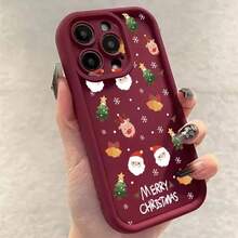 Custodia per telefono in silicone morbido e antishock con motivo di Babbo Natale e renne, compatibile con 17 Air, 16, 15, 14, 13, 12, 11 Pro Max, X, XS, XR, 7, 8 Plus - Vino-B807 - Visualizzare 3