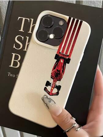 1 pieza Funda de teléfono a prueba de golpes de TPU blanco mate con diseño de coche de carreras compatible con Apple 17 16 15 14 13 12 11 Pro Max, Galaxy A55/54/53/52/51, S25/24/23/22/21 Series