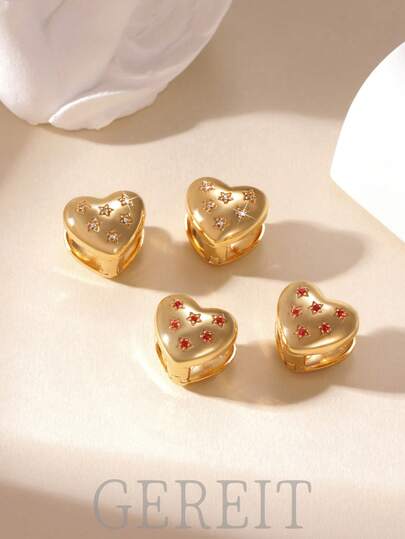 GEREIT 1 Paar minimalistische, süße 18K Edelstahl Herz- & bunte Stern-Creolen, geeignet für den täglichen Gebrauch von Frauen