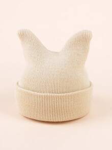 1/2 piezas Gorro de punto con cuernos dobles de dibujos animados lindos y cálidos para niños/bebés, gorro de punto versátil