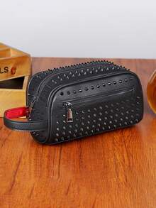 Bolso de mano con tachuelas estilo punk rock Y2K, embrague de muñeca, bolsa de muñeca unisex para viajes, regalos de Navidad, San Valentín, Halloween, Día del Padre