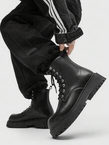 Men's Boots, Side Zipper Boots, Men's High Top British Style Black Workwear Motorcycle Boots, Autumn And Winter High Top Waterproof Casual Shoes, Fashionable Multifunctional Retro Leather Shoes, Work Clothes Short Boots, Men's Shoes