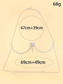 1 pieza Cadena de pecho con colgante de corazón de cristal plateado sexy y de moda, joyería corporal única para fiesta, discoteca, baile de graduación, mujeres