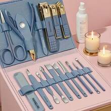16-Piece Premium Stainless Steel Manicure And Pedicure Set - Modern Style Nail Clipper Set With Straight-Edge Nail File, Ear Pick, And Scissors - Professional Travel Beauty Care Set