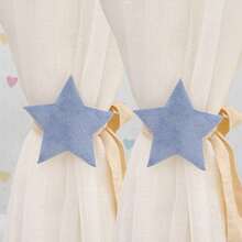北欧风蓝色大星星窗帘绑带，男女童卧室窗帘薄纱装饰，蚊帐窗帘绳 - 彩色 - 查看 13