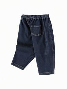 Quần denim rộng rãi cho trẻ mới biết đi mùa đông 2025 thoải mái - Denim màu xanh đậm - Xem 2