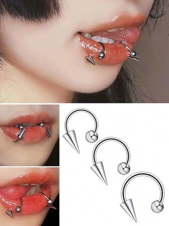 3 件 U 型唇环不锈钢梦露鼻环穿孔软骨耳轮耳屏耳轮耳垂耳环首饰