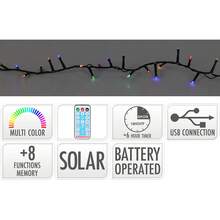 Guirnalda led, 200 leds, 8 funciones parpadeante multicolor, ip44, solar. basics - Blanco - Ver 2