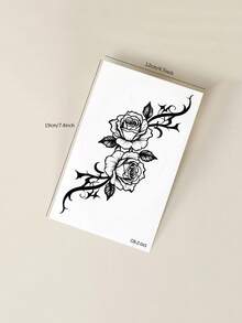 CAT QUEEN ART Tatuaggio temporaneo con ingredienti vegetali naturali, tatuaggio semi-permanente, adesivo tatuaggio minimalista, motivo rosa spinosa, tatuaggio finto temporaneo per dita, fai-da-te per braccio, coscia, spalla, collo, clavicola, polso, caviglia, adatto per uso quotidiano, feste, regali per vacanze, decorazione per il corpo per 1-2 settimane, non sbiadisce, non riflettente, impermeabile, adesivo tatuaggio realistico, 1 confezione