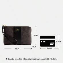 Coach Women's Corner Zipper Wristlet, Compact Clutch Bag With Wrist Strap, Large Capacity, CW854 IMXAQ - Dark Brown - View 5