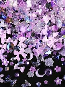 500-600 قطعة) 50 جرام/عبوة) زينة فن الأظافر ثلاثية الأبعاد متعددة الألوان، أشكال متنوعة تشمل القلوب والزهور والفيونكات، مصنوعة من مادة الراتنج، قاع مسطح، ديكور من الراين ستون، مناسبة لفن الأظافر DIY والحرف اليدوية وصناعة المجوهرات