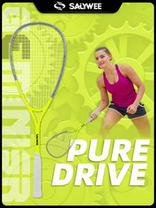 SALYWEE 双子复合碳纤维壁球拍,轻量,14*19 穿线模式,增强控制力 - 适合初学者,壁球运动员的节日礼物,时尚的球拍设计,碳纤维球拍,附赠免费球包、握把胶带、减震器 - 彩色 - 查看 2