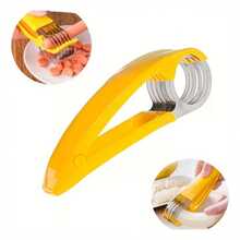 Rebanador de Plátano y Cortador de Salchichas, Utensilio de Acero Inoxidable para Ensaladas de Frutas - Plateado - Ver 2