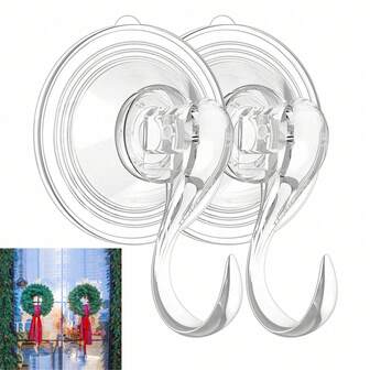 Wreath Hanger, Large Clear Heavy Duty Suction Cup Wreath Hooks With Wipes 22 LB Removable Strong Window Glass Door Suction Cup Wreath Holder For Halloween Christmas Wreath Decor Christmas Decorations Home Christmas Gifts Christmas Decor