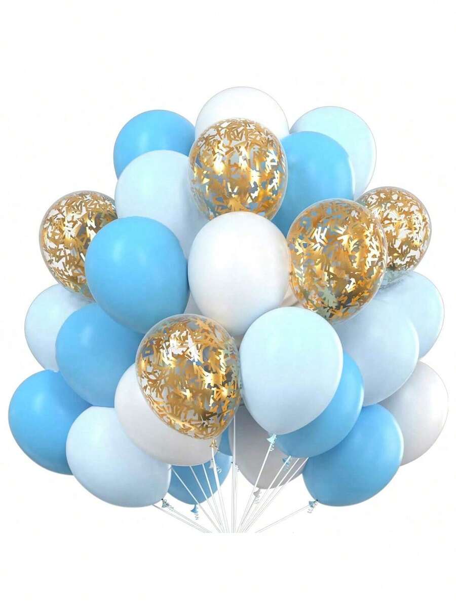 30/40/60 个 10 英寸/12 英寸蓝白色气球，适用于性别揭秘派对、单身派对、庆祝派对、生日、毕业典礼、周年纪念、独立日派对、新娘送礼会、圣诞节、万圣节、情人节、母亲节、节日派对、斋月、开斋节、狂欢节主题派对装饰、派对用品