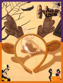 Christmas Cute Orange Deer Ear & Antler Plush Photo Prop Hair Hoop, Holiday Costume Accessory, Hair Accessory ,Christmas Costumes Holiday Essential ,Hair Band ,Diadema