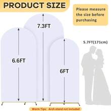 White Arched Backdrops, 6ft, 6.6ft, 7.2ft, Wedding Arch Covers, Double-Sided Elastic Dome Arched Backdrops, Suitable For Weddings, Holiday Party Decorations, Banquets, Baby Showers, Bridal Showers, Valentine's Day, Home Décor, Bachelor/Bachelorette Parties, Party Supplies. - trắng - Xem 3