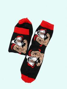 Hombres Calcetines de tripulación con patrón de Papá Noel de Navidad - Multicolor - Ver 2