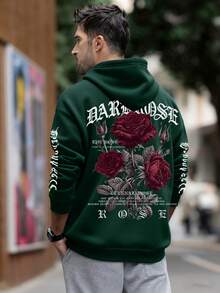 Men's Fleece Hoodie With Pocket, Printed, Fashionable Street Style, Autumn/Winter, Long Sleeve Top
