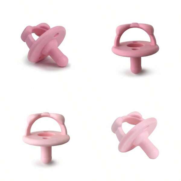 Silicone Pacifiers Ages 6 - 18 Months - Soother Pacifiers Feature Collapsible Handle Two Holes Added Safety; Set Of 2 In Pink Dark Pink, Ages 6 - 18 Months