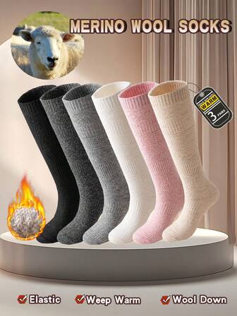 1/3 Pairs Women Over,The,Knee Socks, Wool Blend Thickened Warm White Long Socks For Autumn/Winter, Suitable For Daily Wear With JK Skirts, A Surprising Pair Of Socks, Cozy Socks