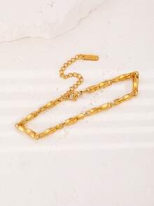 Pulsera de cadena de eslabones geométricos de acero inoxidable elegante, accesorio de joyería minimalista y versátil para mujeres, adecuado para uso diario y fiestas, gran regalo para amigos